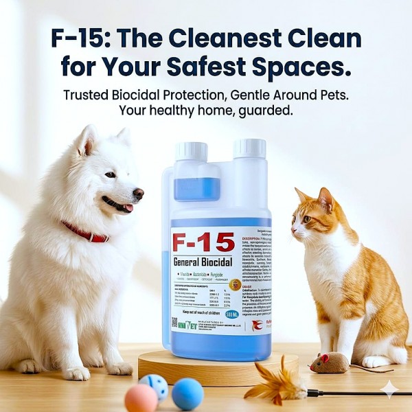 F-15 General Biocidal Disinfectant 500ml – Veterinary Grade Cleaner, Virucide, Bactericide & Fungicide | Multi-Surface Sanitizer for Clinics, Animal Housing & Poultry Use
