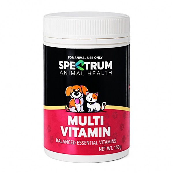 Spektrum Animal Health Multi Vitamin for Cats & Dogs 150g – Complete Essential Vitamins & Minerals Supplement for Immune Support, Energy, Skin & Coat Health | Daily Pet Nutrition