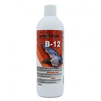 Spectrum Animal Health Vitamin B-12 Liquid Feed Supplement for Birds, Pigeons & Falcons – Energy, Endurance & Blood Support Formula | Cyanocobalamin (B12) 105 mcg | Australian-Made | 500mL