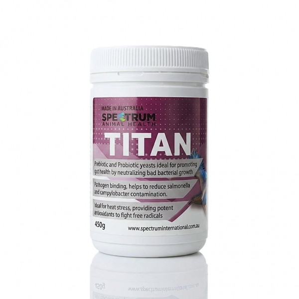 Spectrum Animal Health Titan 450g | Premium Pre & Probiotic Supplement for Birds, Pigeons & Falcons | Gut Health Support, Immune System Booster, Heat Stress Protection & Digestive Support