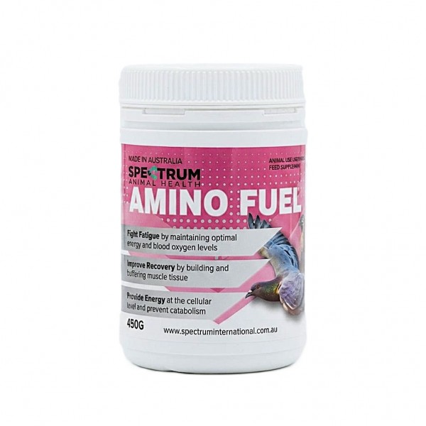 Spectrum Animal Health Amino Fuel for Pigeons & Falcons 450g | High-Performance Amino Acid Supplement | Supports Stamina, Muscle Recovery, Energy & Endurance | Australian Made