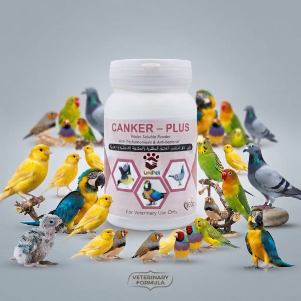 UniPet Canker-Plus 100g Water Soluble Bird Medicine for Racing Pigeons, Parrots & Cage Birds – Treatment for Canker Trichomoniasis, Coccidiosis, E. coli & Bacterial Infections – Avian Veterinary Powder