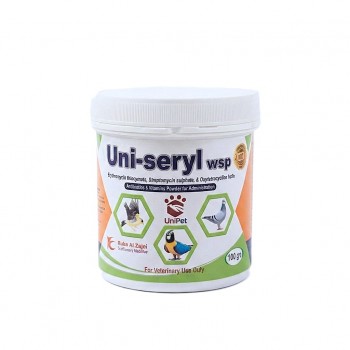Uni-Seryl WSP Broad Spectrum Veterinary Antibiotic & Vitamin Powder 100g | Poultry, Pigeon, Parrot, Calves, Sheep & Goat Infection Support | Erythromycin, Streptomycin & Oxytetracycline Supplement