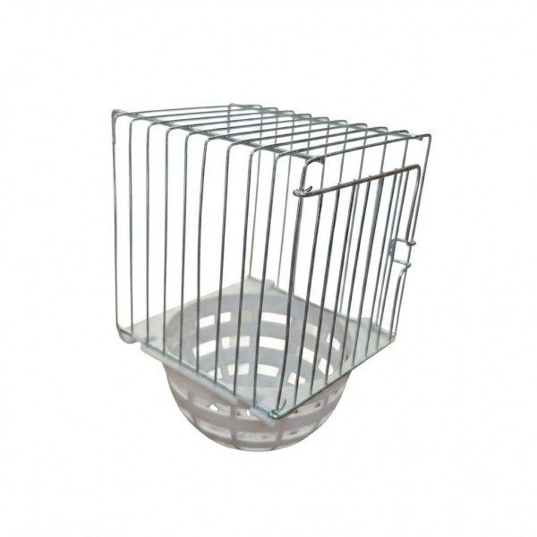 Golden Cat Canary External Nest Pan Wire Cage with White Plastic Nest Bowl, External Cage Mounting Nest for Canaries, British Finches and Similar Small Birds, Easy Clean, 10 x 12 x 17 cm