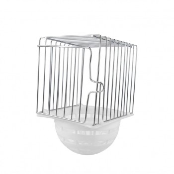 Golden Cat Canary External Nest Pan Wire Cage with White Plastic Nest Bowl, External Cage Mounting Nest for Canaries, British Finches and Similar Small Birds, Easy Clean, 10 x 12 x 17 cm