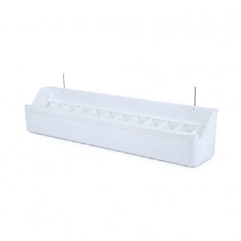 Premium Multi Compartment Bird Feeder with Removable Grill Spill Proof Seed Dispenser White Plastic Cage Aviary Feeder for Canaries Finches Budgies Lovebirds Cockatiels Parakeets and Small Parrots 38.5 x 7 x 9.5 cm
