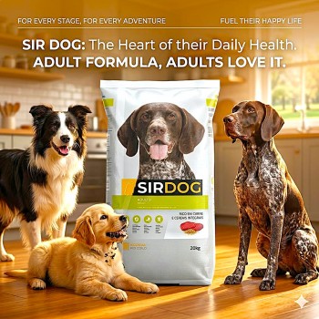 Sir Dog Adult Dry Dog Food 20kg – Complete Balanced Nutrition for Adult Dogs of All Breeds – Rich in Meat & Whole Grains – Supports Strong Muscles, Healthy Skin & Coat – Boosts Immunity, Easy Digestion & Dental Health – Daily Maintenance Food