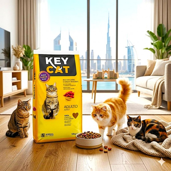 Key Cat Adult Dry Cat Food 10kg – High Protein (28%) Complete & Balanced Nutrition for Adult Cats | Rich Meat Formula with Taurine for Heart, Vision & Coat Health | Ideal for Indoor & Moderate Activity Cats