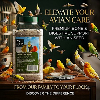 AVI PAR Premium Bird Cage Grit with Crushed Oyster Shell, Washed Sand & Aniseed 6.1% – Calcium 35% – Bird Grit for Canaries, Budgies, Finches & Cockatiels – 2kg