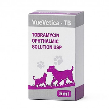 VueVetica-TB Tobramycin Ophthalmic Solution USP 5ml for Dogs & Cats – Veterinary Antibiotic Eye Drops for Bacterial Conjunctivitis, Keratitis & Eye Infections | Fast Relief Redness Irritation Treatment | Goldencat UAE