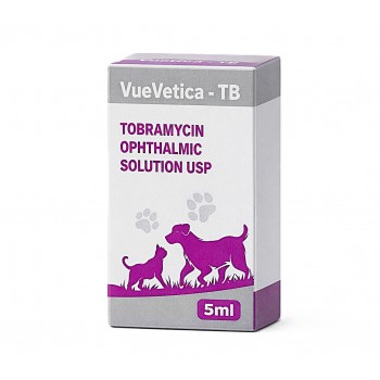 VueVetica-TB Tobramycin Ophthalmic Solution USP 5ml for Dogs & Cats – Veterinary Antibiotic Eye Drops for Bacterial Conjunctivitis, Keratitis & Eye Infections | Fast Relief Redness Irritation Treatment | Goldencat UAE
