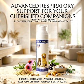 Vital Flumax Plus Respiratory & Immune Support Paste for Dogs & Cats 100ml – L-Lysine, Taurine, Vitamin B3 & B6, Zinc, Pomegranate & Pelargonium Herbal Extracts – Advanced Pet Supplement for Breathing, Immunity & Recovery UAE