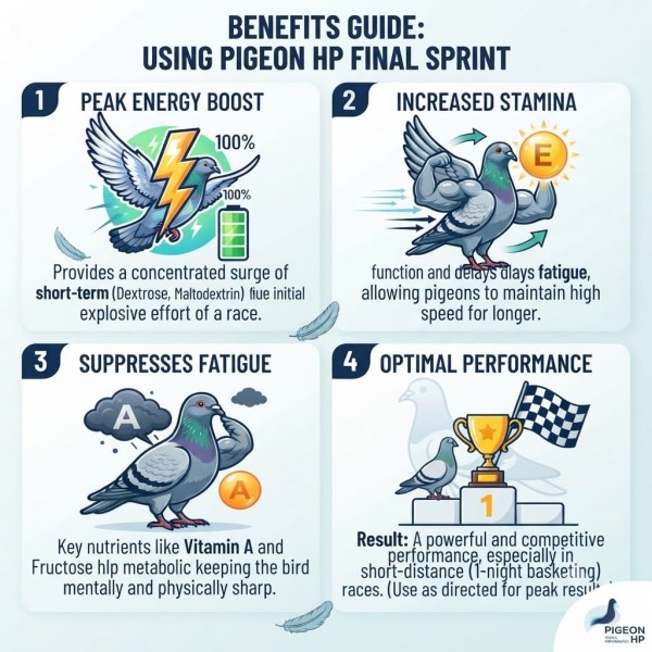 Pigeon HP Final Sprint 250g Performance Booster for Racing Pigeons | Short Distance Energy Supplement Recommended by Jos Thoné