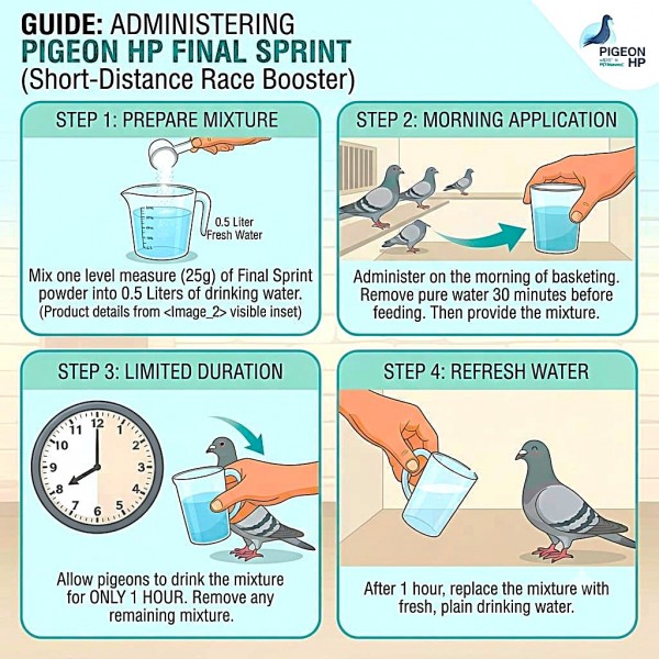 Pigeon HP Final Sprint 250g Performance Booster for Racing Pigeons | Short Distance Energy Supplement Recommended by Jos Thoné