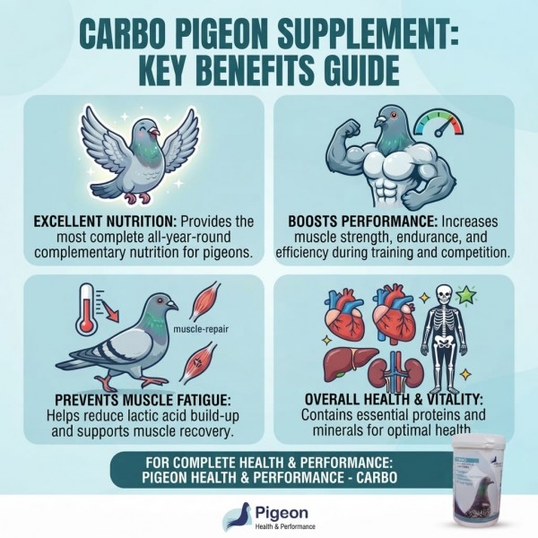 CARBO Nutrition Supplement for Pigeons 250g - Year Round Performance Support for Racing Breeding and Moulting Pigeons, Muscle Strength Endurance and Recovery Formula