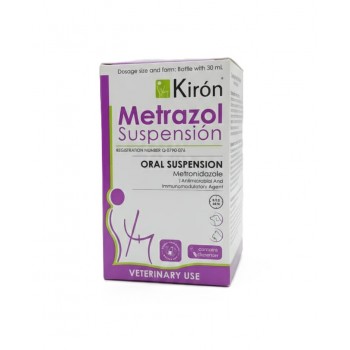 Kirón Metrazol Suspension 30ml – Veterinary Oral Antimicrobial & Antiprotozoal Liquid for Dogs & Cats | Treats Giardia, Diarrhea, Flatulence, IBD, Hepatic Encephalopathy, Cholangitis | Includes Oral Syringe for Precise Dosing