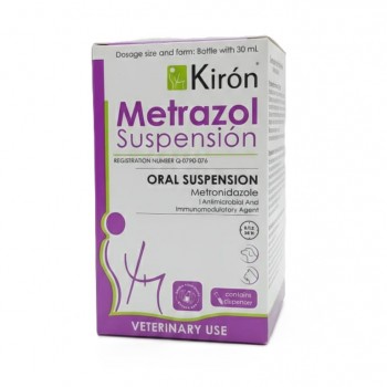 Kirón Metrazol Suspension 30ml – Veterinary Oral Antimicrobial & Antiprotozoal Liquid for Dogs & Cats | Treats Giardia, Diarrhea, Flatulence, IBD, Hepatic Encephalopathy, Cholangitis | Includes Oral Syringe for Precise Dosing