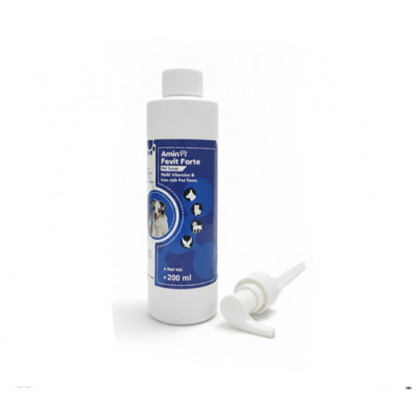 Multivitamins & Iron Rich Tonic for Dogs & Cats – Amin Fevit Forte Pet Syrup 200ml | Daily Nutritional Supplement for Immunity & Growth