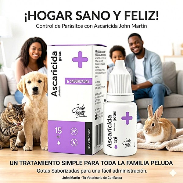 John Martin Deworming Drops for Dogs & Cats 15ml – Easy Flavoured Liquid Worm Medicine for Puppies, Kittens & Adult Dogs and Cats | Effective Roundworm Treatment (Toxocara, Toxascaris) | Fast & Safe Dewormer