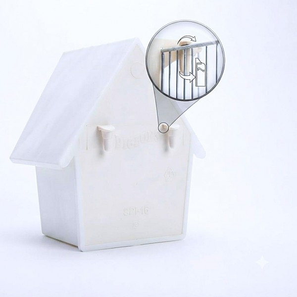 Durable Plastic Bird Nesting Box House with Integrated Cage Hanging Pegs Front Perch Circular Entrance Enclosed Breeding Shelter for Small Birds Aviary Cage 14 x 9 x 12 cm White