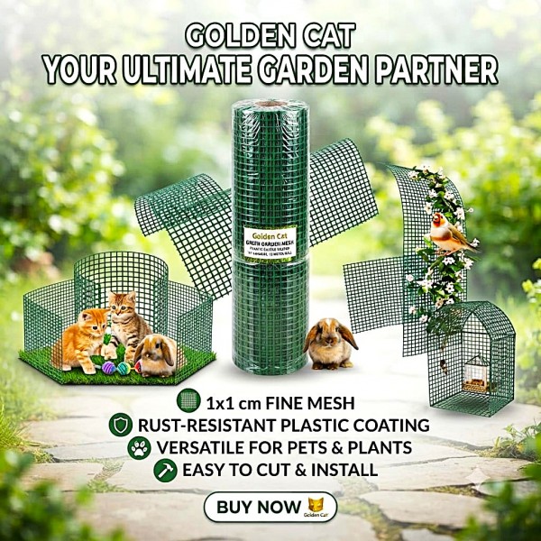 Green Plastic Coated Welded Wire Mesh Roll 1 cm x 1 cm | 15 Meter Garden Fencing Net | Pet Enclosure, Bird Cage, Chicken Coop, Rabbit Run, Plant Protection, Farm Fence and DIY Use