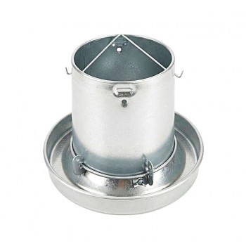 Professional Galvanized Steel Poultry Feeder 5kg Capacity with Adjustable Feed Flow, Anti-Scratch Waste-Reducing Pan, Hanging or Ground Chicken Duck Feeder for Farm Backyard Coop