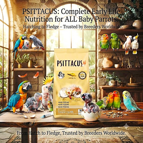Psittacus Frugivorous Psittacine Crop Milk 500g Complete Hand-Rearing Formula for Baby Parrots and Neonatal Frugivorous Psittacines