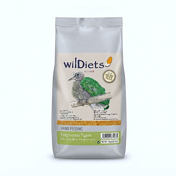 wilDiets Frugivorous Pigeon Hand Feeding Formula 1kg – Complete Hand-Rearing Food for Baby Frugivorous Pigeons and Fruit-Eating Doves – With Cereals, Legumes, Dried Apple, Papaya, Egg, Linseed, Vitamins & Minerals – Made in Spain