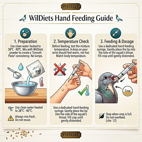 WilDiets Pittacus Hand Feeding Granivorous Pigeon Bird Food 1kg, Complete Hand Feeding Formula for Young Pigeons and Squabs, Nutritional Bird Feed for Granivorous Pigeons