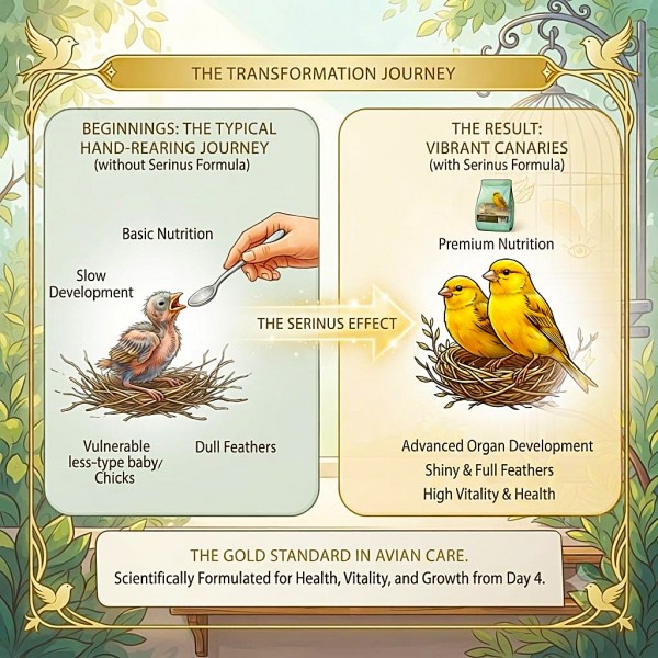 Serinus Canaries Hand Feeding Formula 350g, Baby Canary Hand Rearing Food, Daily Feeding Powder for Canary Chicks from Day 4 to Weaning, Non-GMO Formula, Made in Spain Serinus Canaries Hand Feeding Formula 350g, Baby Canary Hand Rearing Food, Daily Feeding Powder for Canary Chicks from Day 4 to Weaning, Non-GMO Formula, Made in Spain