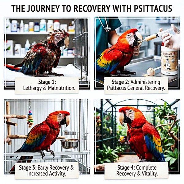 Psittacus General Recovery Bird Food for Parrots, Complete Recovery Feed for Psittacine Birds, Nutritionally Balanced Formula with Protein, Vitamins & Minerals, Easy to Prepare Powder, 700g