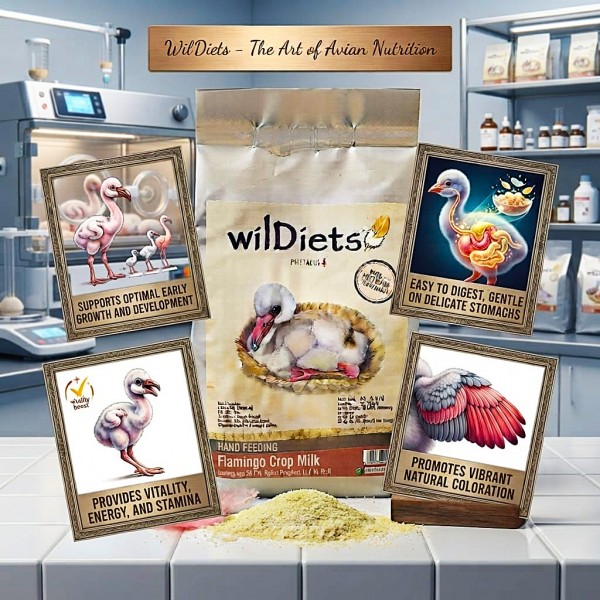 WilDiets Psittacus Flamingo Crop Milk Hand Feeding Formula for Baby Flamingos Hatchlings and Neonates Early Life Nutrition Highly Digestible Formula 500g