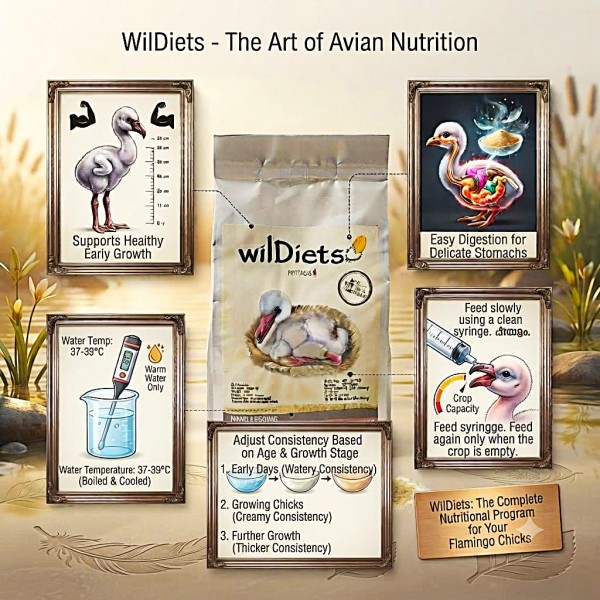 WilDiets Psittacus Flamingo Crop Milk Hand Feeding Formula for Baby Flamingos Hatchlings and Neonates Early Life Nutrition Highly Digestible Formula 500g