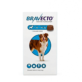 Bravecto Chewable Tablet for Large Dogs 20–40kg | 1000mg Fluralaner Flea & Tick Treatment | 12 Week Protection | Fast Acting Dog Deworming & Anti Tick Medicine UAE