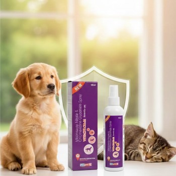Vetachlor-M Antifungal & Antibacterial Spray for Dogs & Cats (100 ml) | Miconazole Nitrate 2% & Chlorhexidine Gluconate 2% Veterinary Topical Medicine for Fungal, Yeast & Bacterial Skin Infections, Ringworm, Dermatitis & Itching Relief