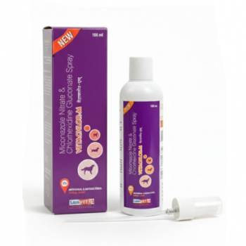 Vetachlor-M Antifungal & Antibacterial Spray for Dogs & Cats (100 ml) | Miconazole Nitrate 2% & Chlorhexidine Gluconate 2% Veterinary Topical Medicine for Fungal, Yeast & Bacterial Skin Infections, Ringworm, Dermatitis & Itching Relief