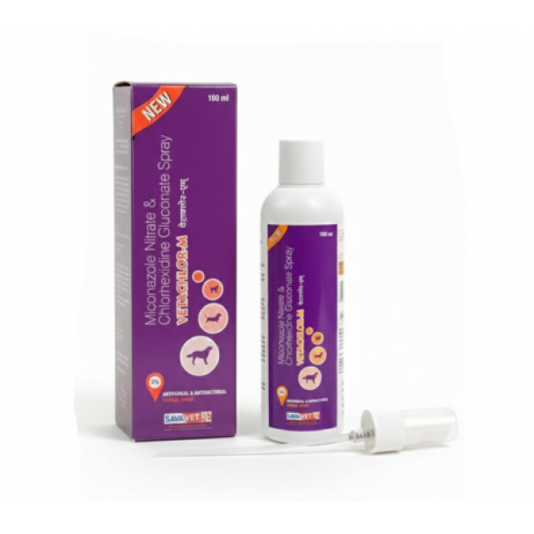 Vetachlor-M Antifungal & Antibacterial Spray for Dogs & Cats (100 ml) | Miconazole Nitrate 2% & Chlorhexidine Gluconate 2% Veterinary Topical Medicine for Fungal, Yeast & Bacterial Skin Infections, Ringworm, Dermatitis & Itching Relief Vetachlor-M Antifungal & Antibacterial Spray for Dogs & Cats (100 ml) | Miconazole Nitrate 2% & Chlorhexidine Gluconate 2% Veterinary Topical Medicine for Fungal, Yeast & Bacterial Skin Infections, Ringworm, Dermatitis & Itching Relief