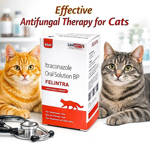 FELINTRA Itraconazole Oral Solution 10mg/ml for Cats 60ml – Antifungal Treatment for Ringworm (Microsporum canis) | Veterinary Medicine with Dosing Syringe for Feline Skin Infections