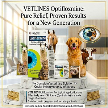 Optifloxmine Veterinary Eye Drops 5ml – Moxifloxacin 0.5% & Ketorolac 0.5% Ophthalmic Solution for Dogs, Cats, Horses & Livestock | Antibiotic & Anti-Inflammatory Treatment for Conjunctivitis, Pink Eye, Keratitis & Ocular Infections