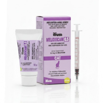 Ilium Meloxicam 0.5 Oral Suspension for Cats 10 mL – Gentle Pain & Inflammation Relief for Cats with Joint, Muscle, or Soft Tissue Issues, Includes Easy Dosing Syringe, Vet-Approved