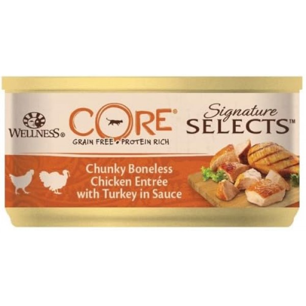 Wellness CORE Signature Selects Chunky Chicken & Turkey, 79g Pack of 24  For Cat
