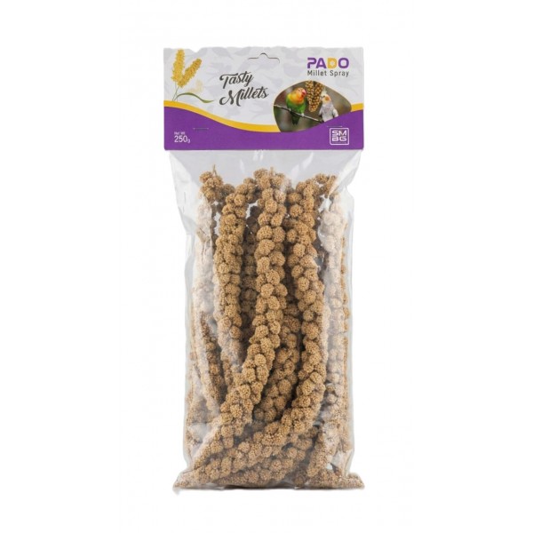 PADO Tasty Millets – Natural Millet Spray Treat for Parrots, Parakeets, Cockatiels, Lovebirds, Canaries & Finches | 250g Foxtail Millet PADO Tasty Millets – Natural Millet Spray Treat for Parrots, Parakeets, Cockatiels, Lovebirds, Canaries & Finches | 250g Foxtail Millet