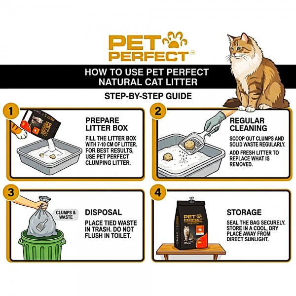 Pet Perfect Premium White Bentonite Clumping Cat Litter 25L (20kg) – Ultra Absorbent, Instant Clumping, Low Dust, Odour Control, 100% Natural Unscented Cat Litter for All Cats