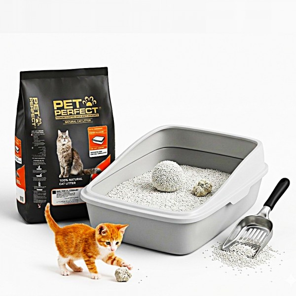 Pet Perfect Premium White Bentonite Clumping Cat Litter 25L (20kg) – Ultra Absorbent, Instant Clumping, Low Dust, Odour Control, 100% Natural Unscented Cat Litter for All Cats