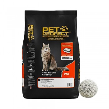 Pet Perfect Premium White Bentonite Clumping Cat Litter 25L (20kg) – Ultra Absorbent, Instant Clumping, Low Dust, Odour Control, 100% Natural Unscented Cat Litter for All Cats