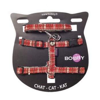 BOBBY SAFE KILT CAT HARNESS & LEAD RED-XS ( 28 CM ) For Cat BOBBY SAFE KILT CAT HARNESS & LEAD RED-XS ( 28 CM ) For Cat