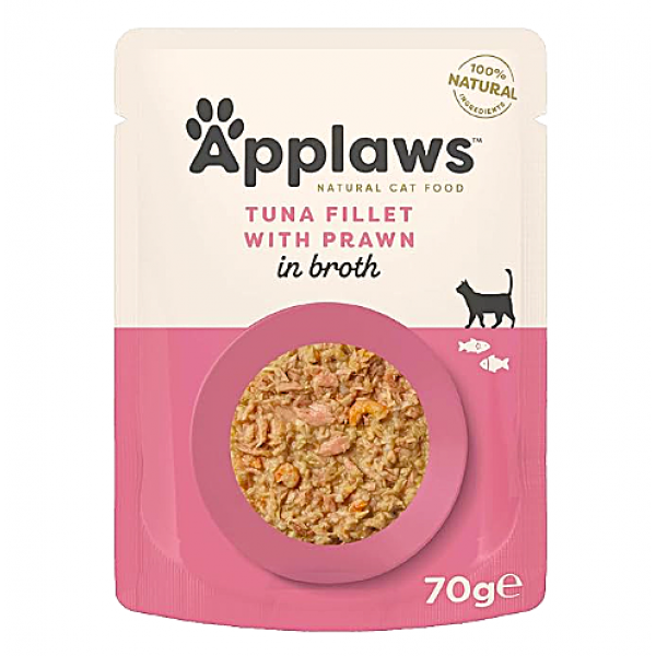 APPLAWS CAT TUNA FILLET WITH PRAWN 1 BOX-12 PS ( 70 G ) For Cat