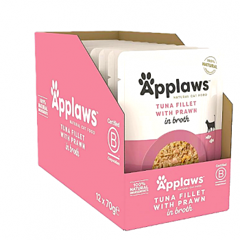 APPLAWS CAT TUNA FILLET WITH PRAWN 1 BOX-12 PS ( 70 G ) For Cat