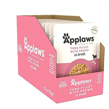 APPLAWS CAT TUNA FILLET WITH PRAWN 1 BOX-12 PS ( 70 G ) For Cat