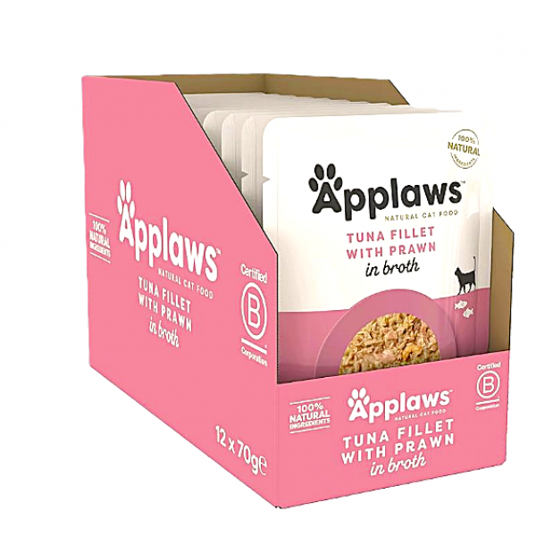 APPLAWS CAT TUNA FILLET WITH PRAWN 1 BOX-12 PS ( 70 G ) For Cat